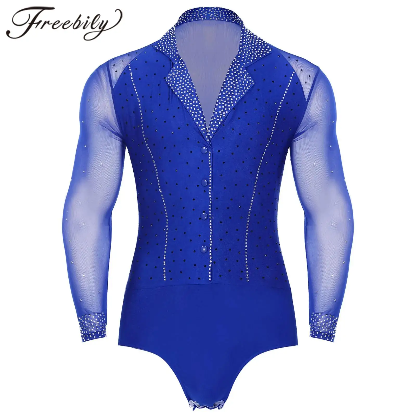 AqLeotards-Justaucorps de danse en maille transparente pour hommes, combinaison de patinage, salle de Rh, Régions ba, Rotterdam, Kly, biscuits, batterie, latin, tango