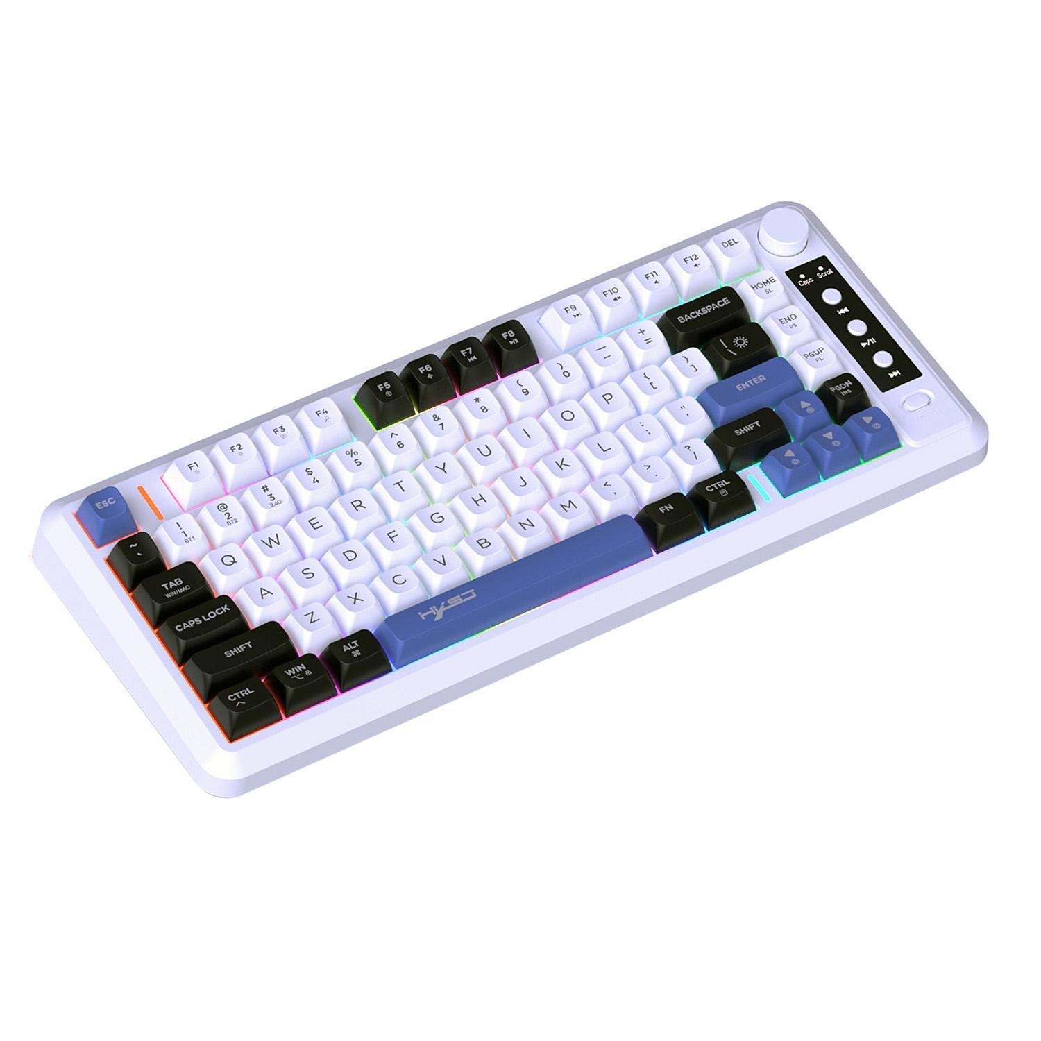 HXSJ L400 Tri Mode Wireless Keyboard With RGB Backlit 81 Keys For PC Laptop Tablet black White Blue