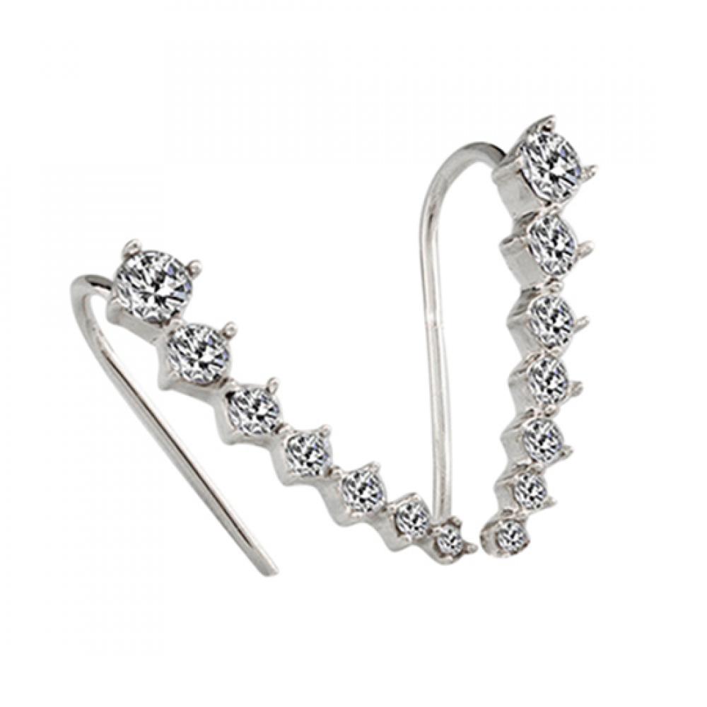 Elegant Rhinestone Zircon Clip On Fashion Stud Earrings For Women | Ear Hook Jewelry silver