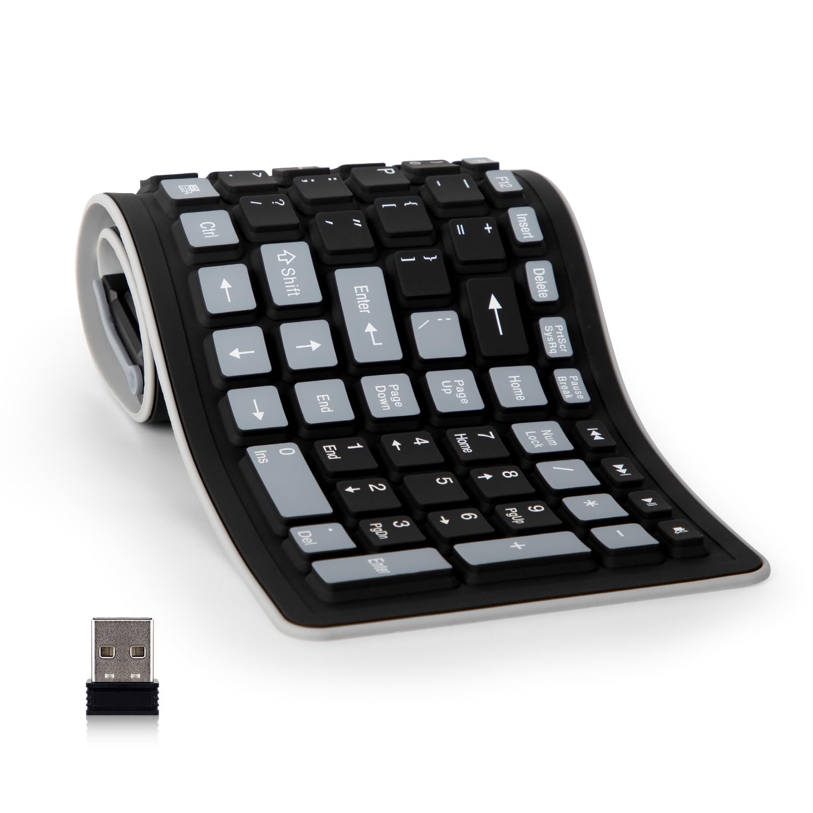 Foldable Wireless Keyboard Silicone Roll Up Waterproof Keyboard For PC Laptop Tablet Foldable Wireless Keyboard Silicone Roll Up Waterproof Keyboard For PC Laptop Tablet