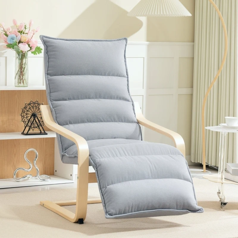 Fauteuil de relaxation en velours gris clair avec repose-pieds réglable, fauteuil à bascule pour salon, relaxation et lecture