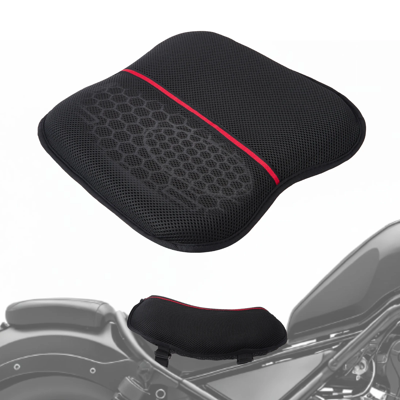 Motorrad-Sitzkissen, 3D-Waben-Anti-Rutsch-Gel-Sitzkissen, Motorrad-Stoßdämpfung, abnehmbare Wärmeisolationsabdeckung