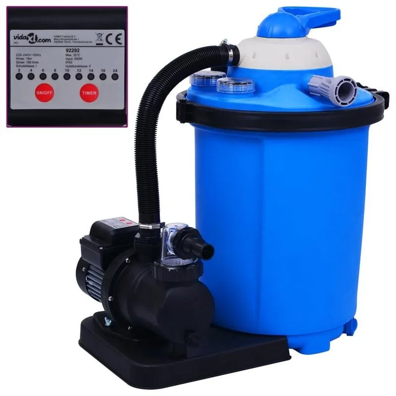 Pompe de filtration de piscine 550W 50L avec minuterie, équipement de filtration pour piscines hors sol et enterrées, entretien de piscine extérieure, cadeau pour propriétaires de piscines et