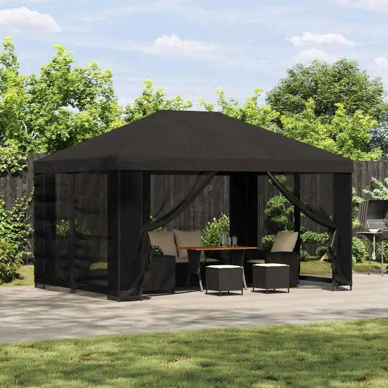 Abri de jardin avec parois 4 × 3 m Anthracite, résistant à la rouille et aux intempéries, pour ranger outils de jardin, équipements, engrais, articles divers, organisateur extérieur pour jardin.