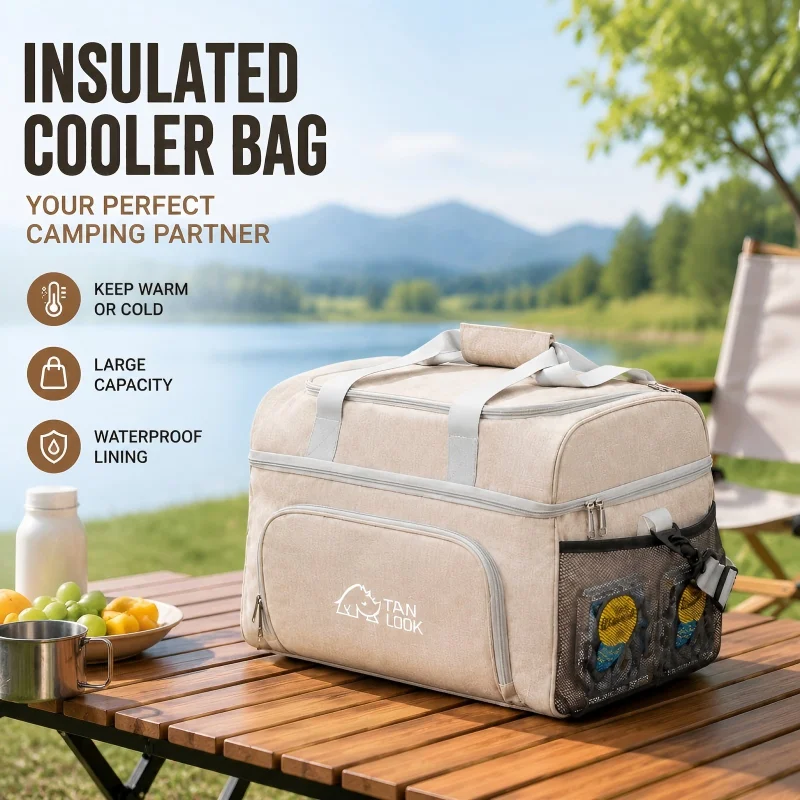 Outdoor camping bag, camping convenience hand-held insulated bag, sports outdoor, outdoor ice bag, large capacity insulated bag