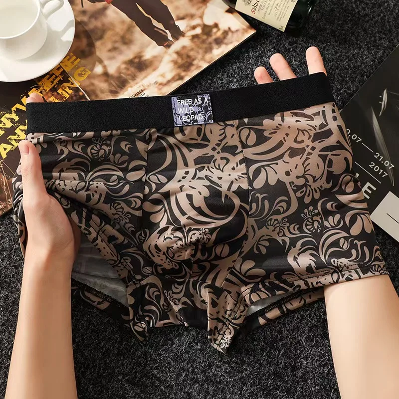 Boxers homme été, soie glacée fine, respirants, sous-vêtements homme, toucher doux, caleçons homme, sous-vêtements homme