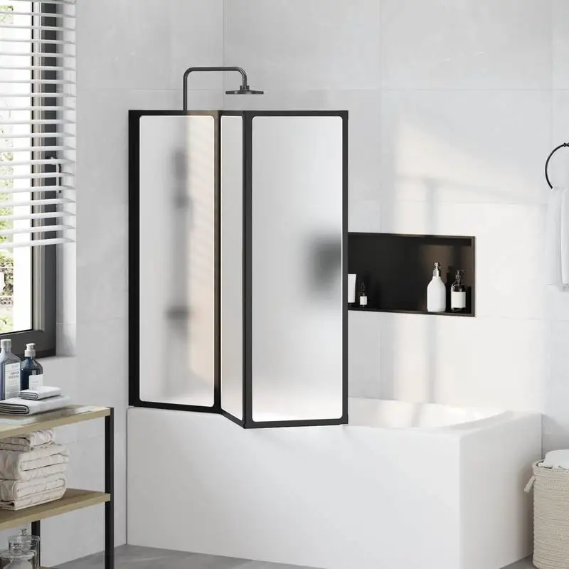 Duschabtrennung mit Aluminiumrahmen in Schwarz, Maße 120 x 2 x 117 cm, leicht und robust zum effizienten Trennen der Nasszone im Badezimmer.