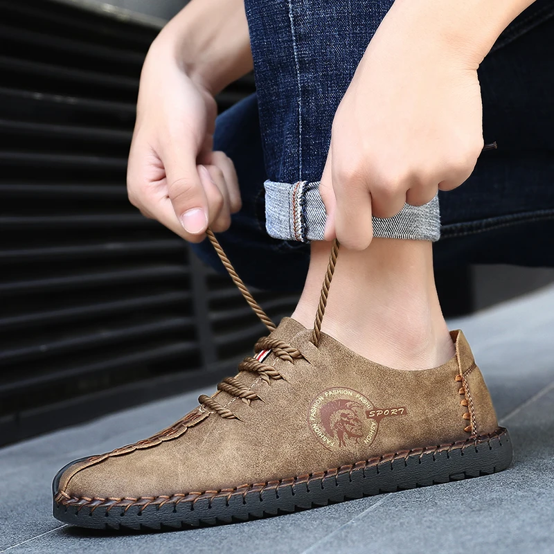 Herren-Freizeitschuhe, modische Fahrschuhe für Herren, handgenähte, hochwertige Slipper, Mokassins aus PU-Leder, Herrenschuhe, Größe 39–46