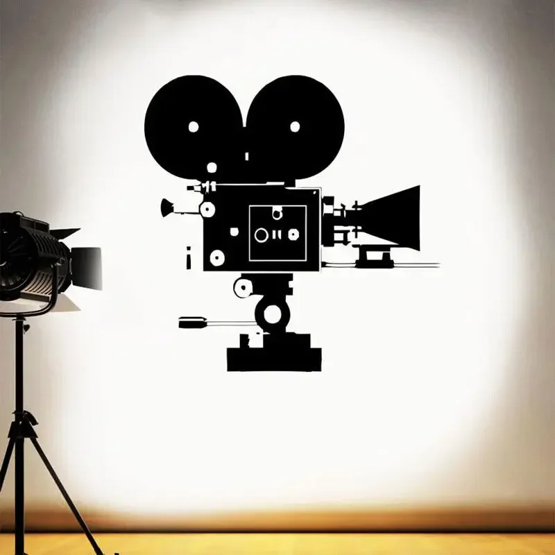 Autocollant mural rétro pour appareil photo, film, cinéma, home cinéma, autocollant mural en vinyle amovible, papier peint mural intérieur, décoration de salon 3R22