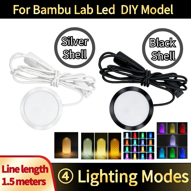 Kit de lampe LED pour Bambu Lab, kit d'éclairage réglable, pièces de lampe LED, matériel DIY, modèle blanc/lumière froide/lumière chaude, sans coque de lampe 001