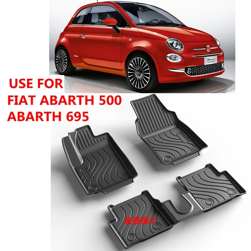Tapis de sol toutes saisons pour FIAT 500, tapis de coffre ABARTH 695, ensemble complet adaptable pour FIAT 500, tapis de sol imperméables.
