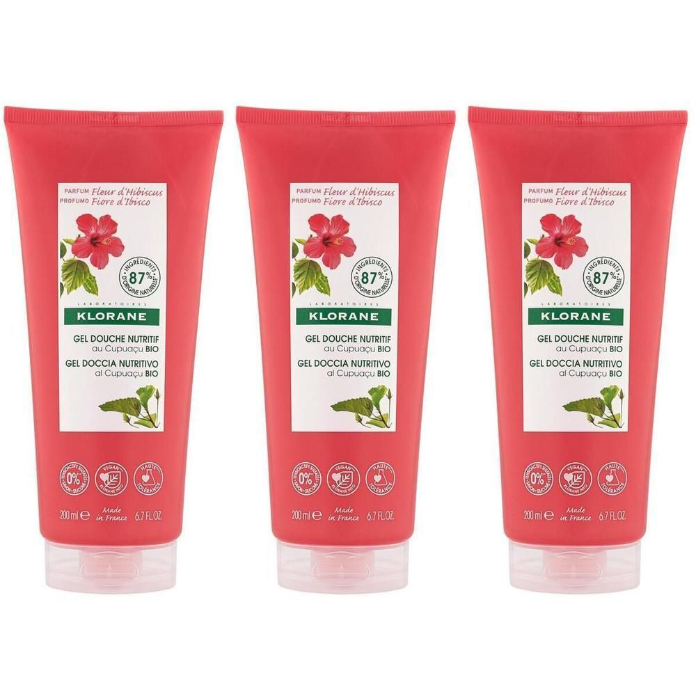 Klorane Gel Doccia Nutritivo al Cupuaçu BIO Profumo Fiore d'Ibisco 200