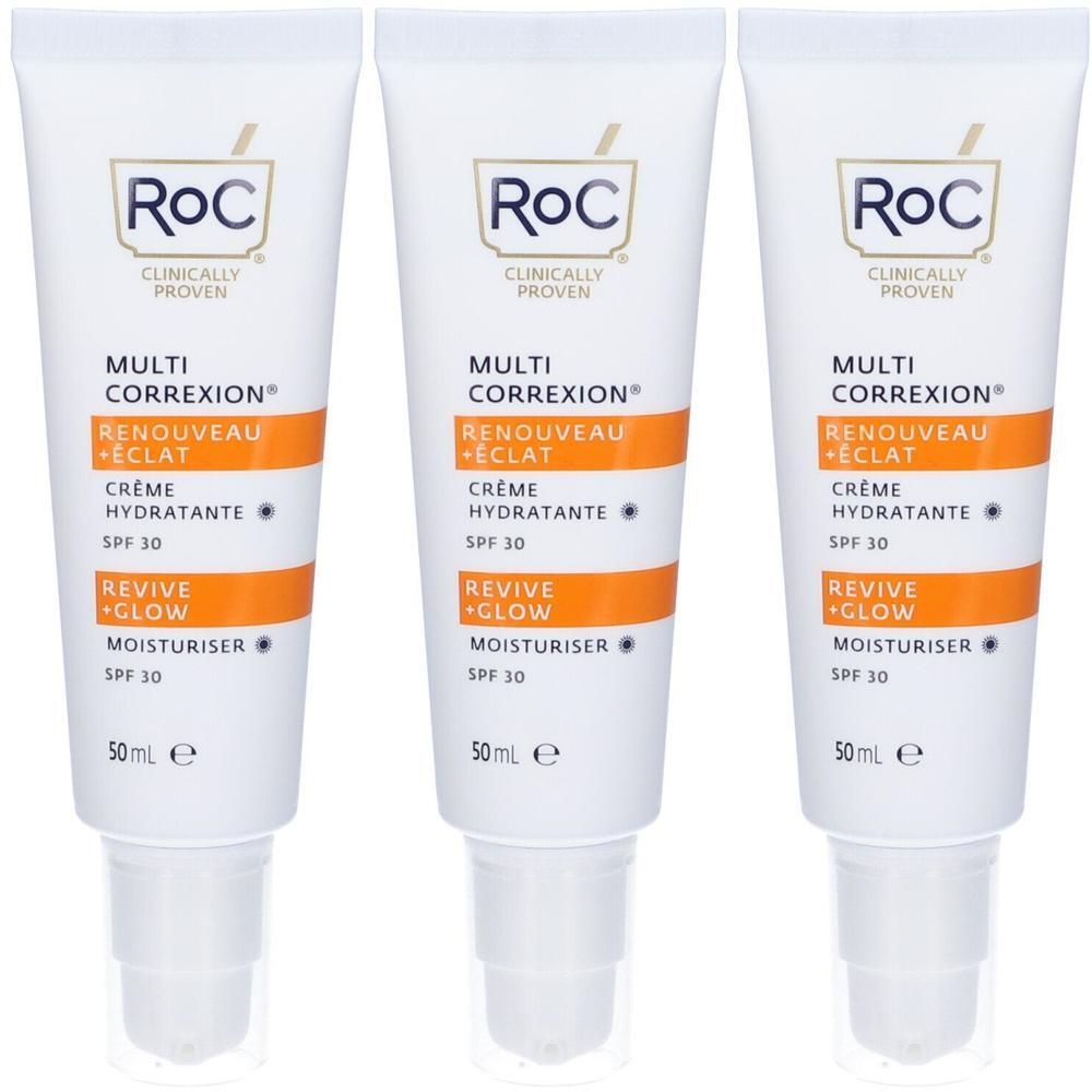 ROC Multi Correxion Revive + Glow Crema Idratante SPF30 3x50 ml