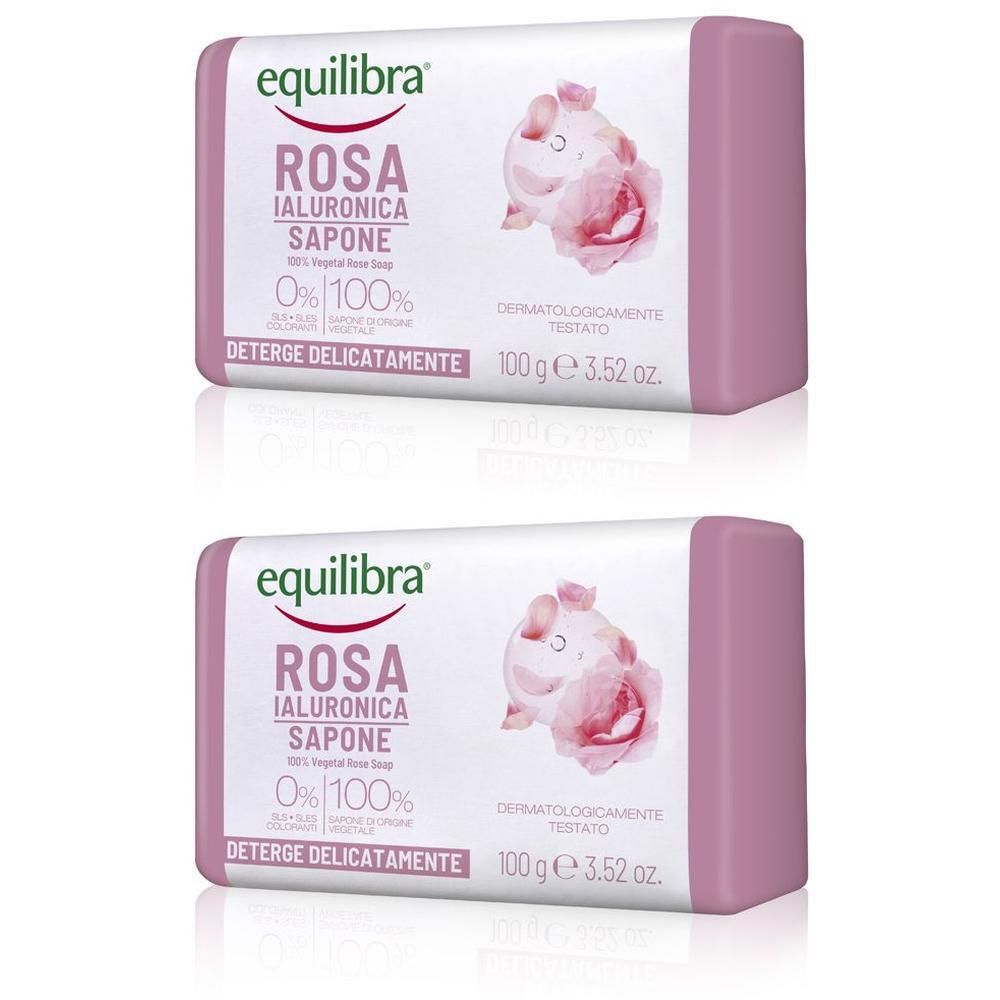 Equilibra Rosa Ialuronica Sapone 100% Vegetale 2x100 g