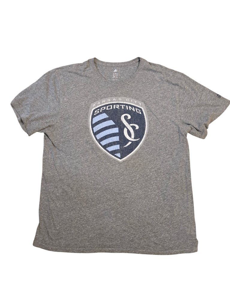 Adidas Shirts | Adidas Kansas City Sporting 2xl Heather Gray T Shirt Soccer Team Kc | Color: Gray | Size: 2xl