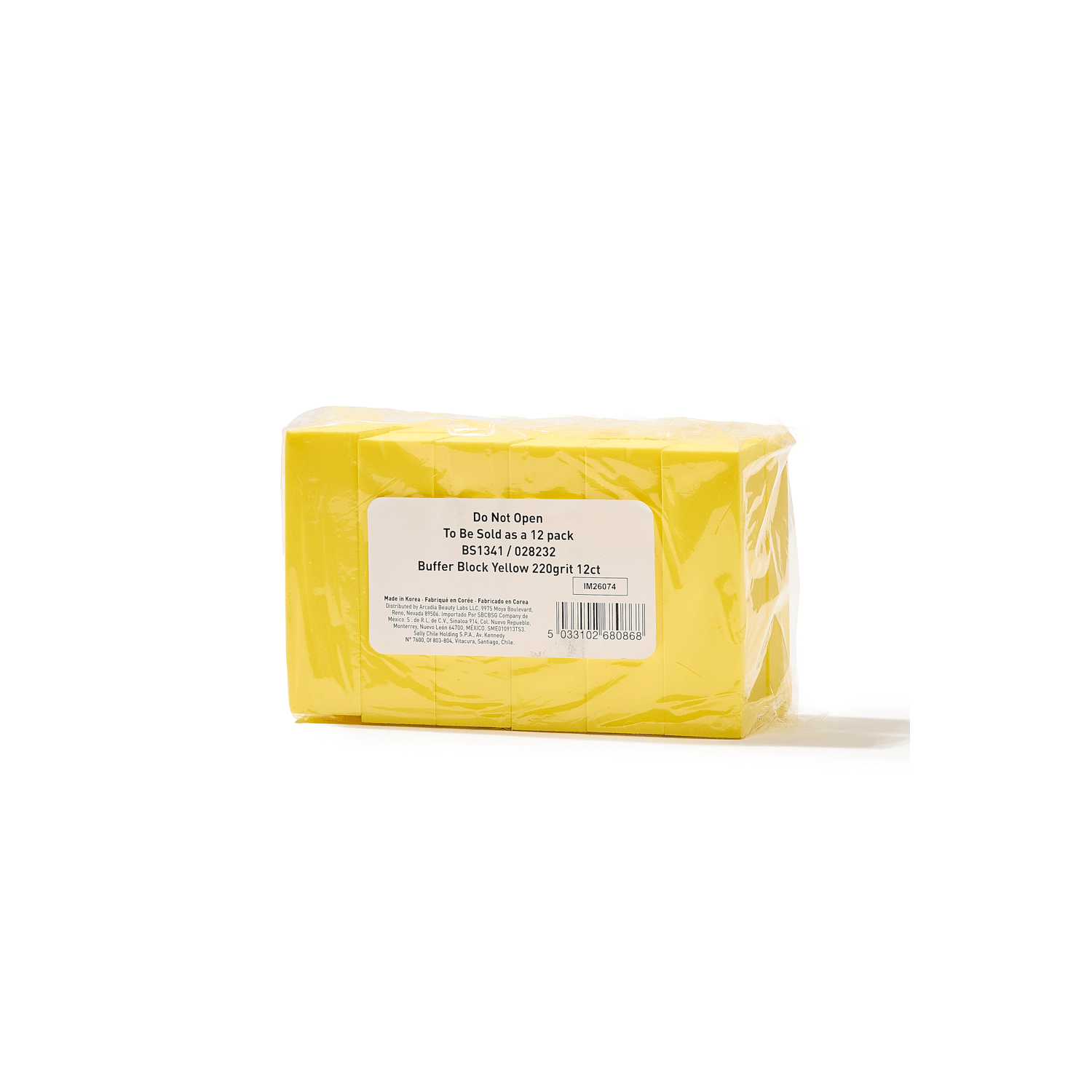 Beauty Secrets Yellow Buffer Block 12 Count Pack 220 Grit