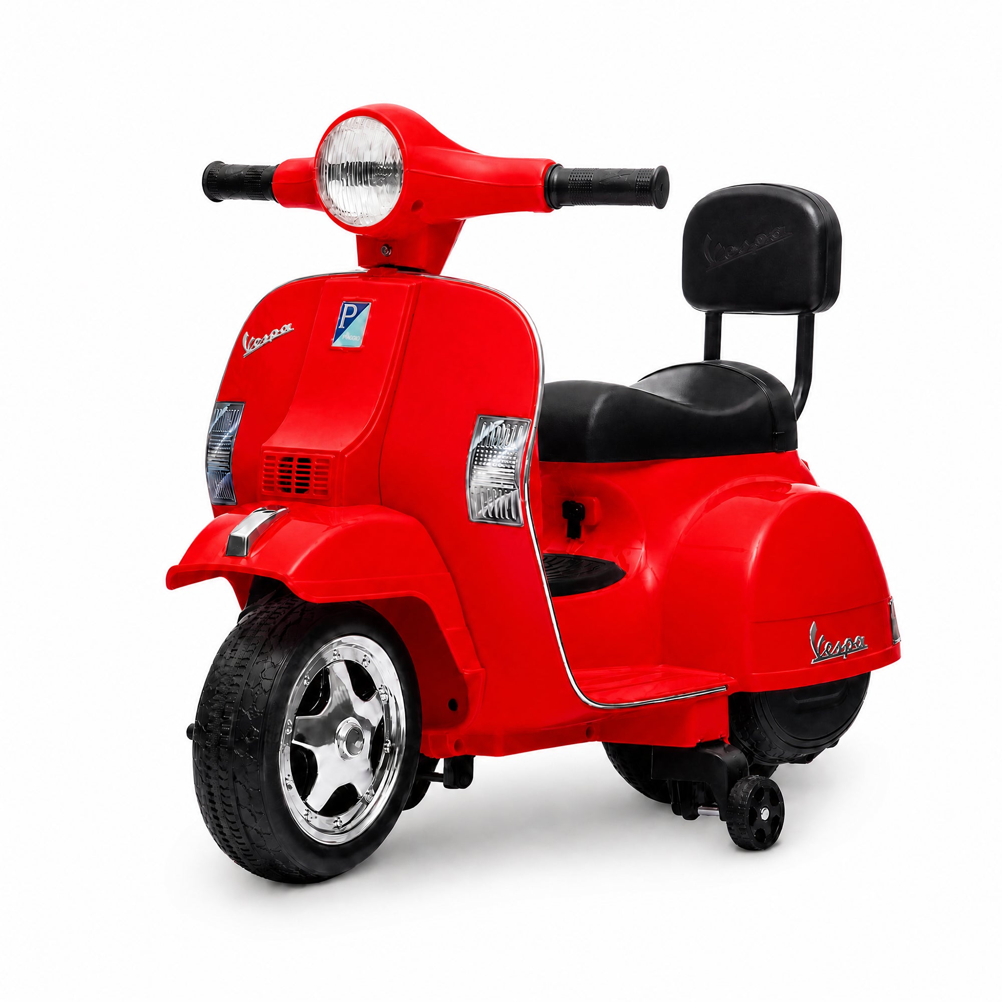 Garvee Officially Licensed Vespa Kids Electric Ride On Car, 6V Battery Powered 4-Wheel Scooter – Headlight – Backrest – Training Wheels – Durable...