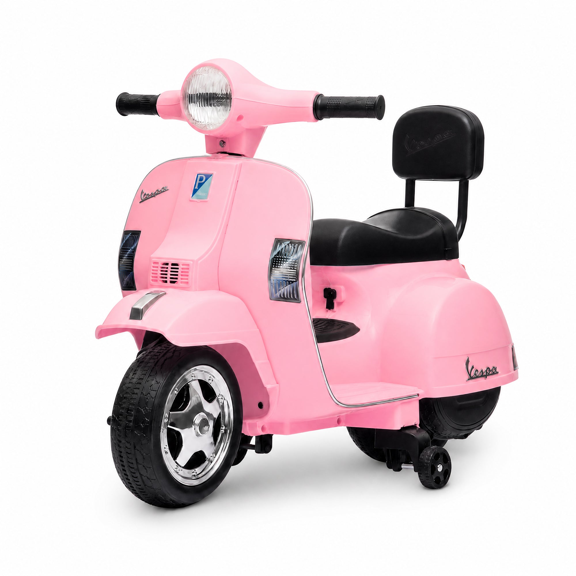 Garvee Officially Licensed Vespa Kids Electric Ride On Car, 6V Battery Powered 4-Wheel Scooter – Headlight – Backrest – Training Wheels – Durable...