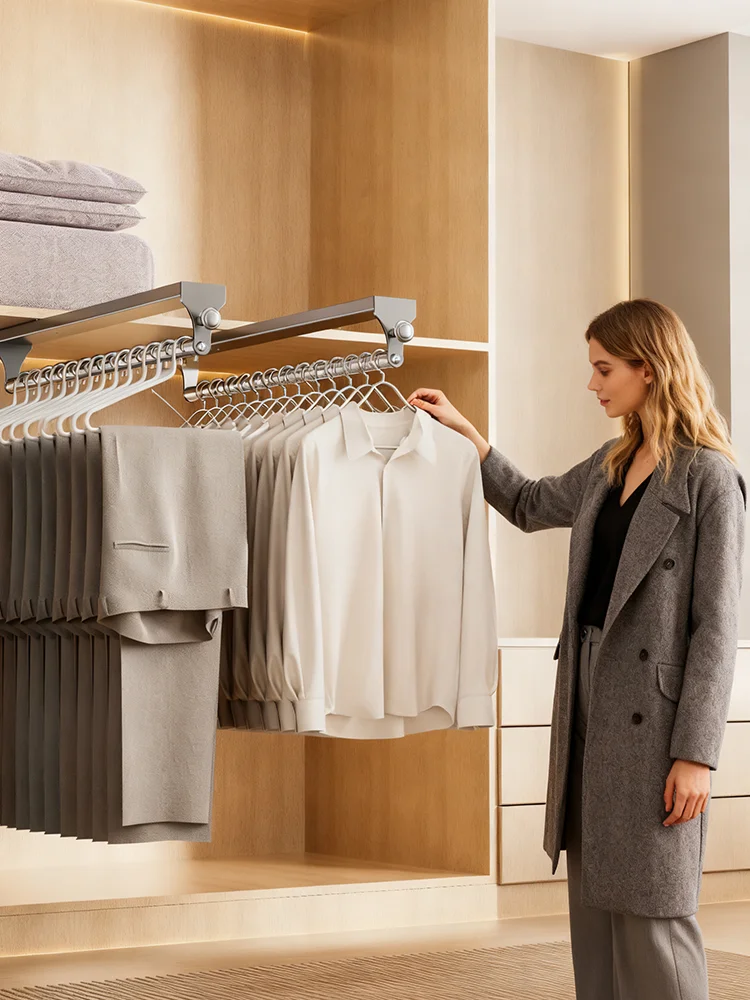 Robuste, verstellbare ausziehbare Kleiderstange, Teleskop-Hosenhalter, Kleiderstangen-Organizer für Hosen