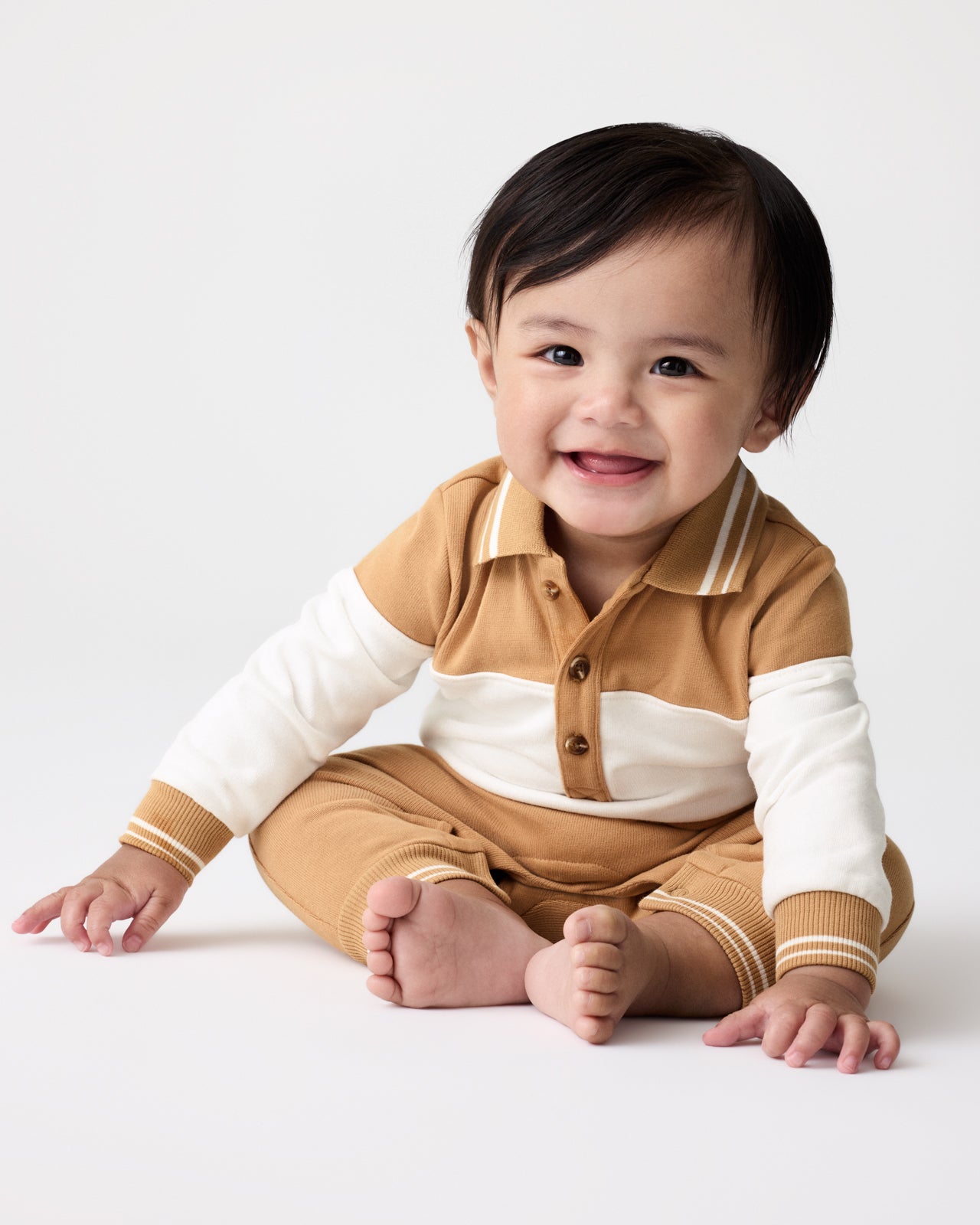 Maple Cream Polo Romper - 0-3 months