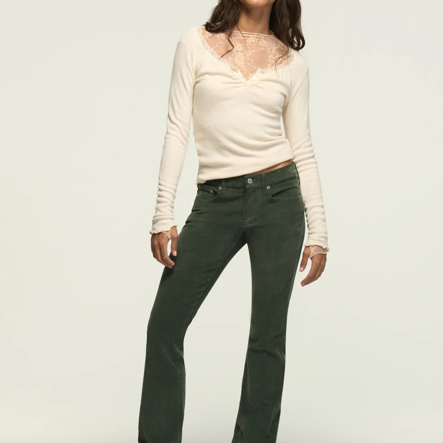 Lucky Brand Mid Rise Corduroy Sweet Boot - Women's Pants Denim Bootcut Jeans in Fairytale Green Wash, Size 27 x 32