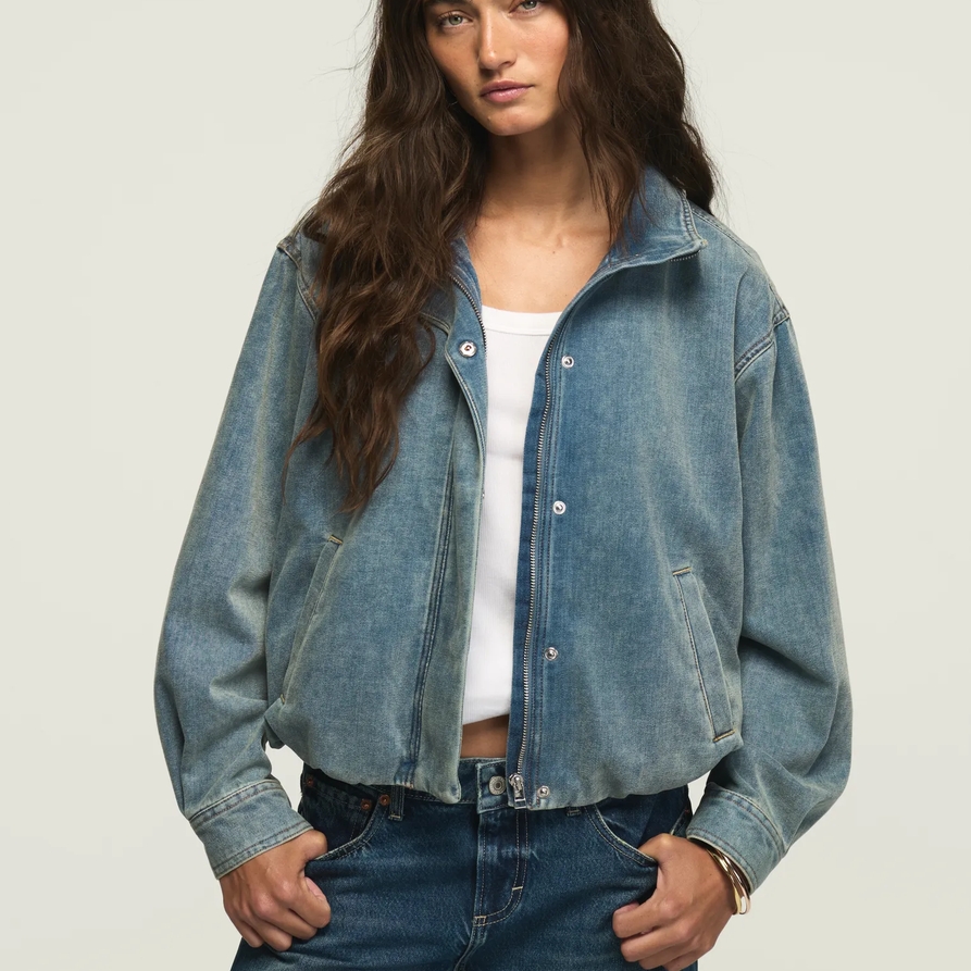 Lucky Brand Denim Luxe Jacket - Women's Clothing Outerwear Jackets Coats in Vixen Wash, Size M