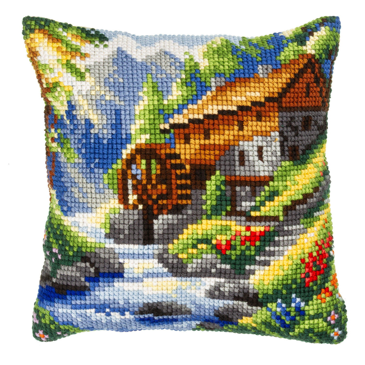 Kreuzstichkissen Berglandschaft