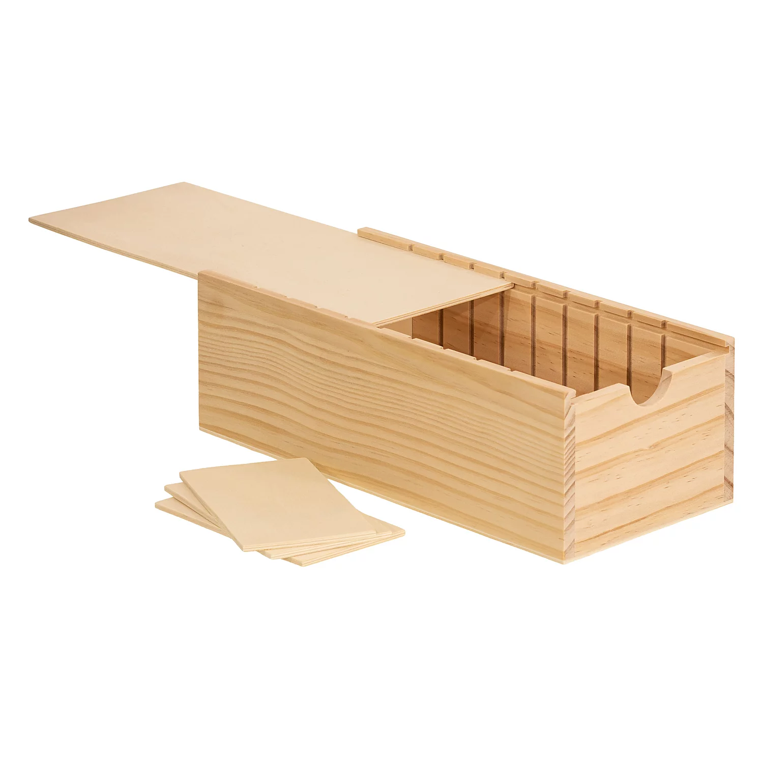 Boîte à fiches en bois, 28 x 12,6 x 9 cm