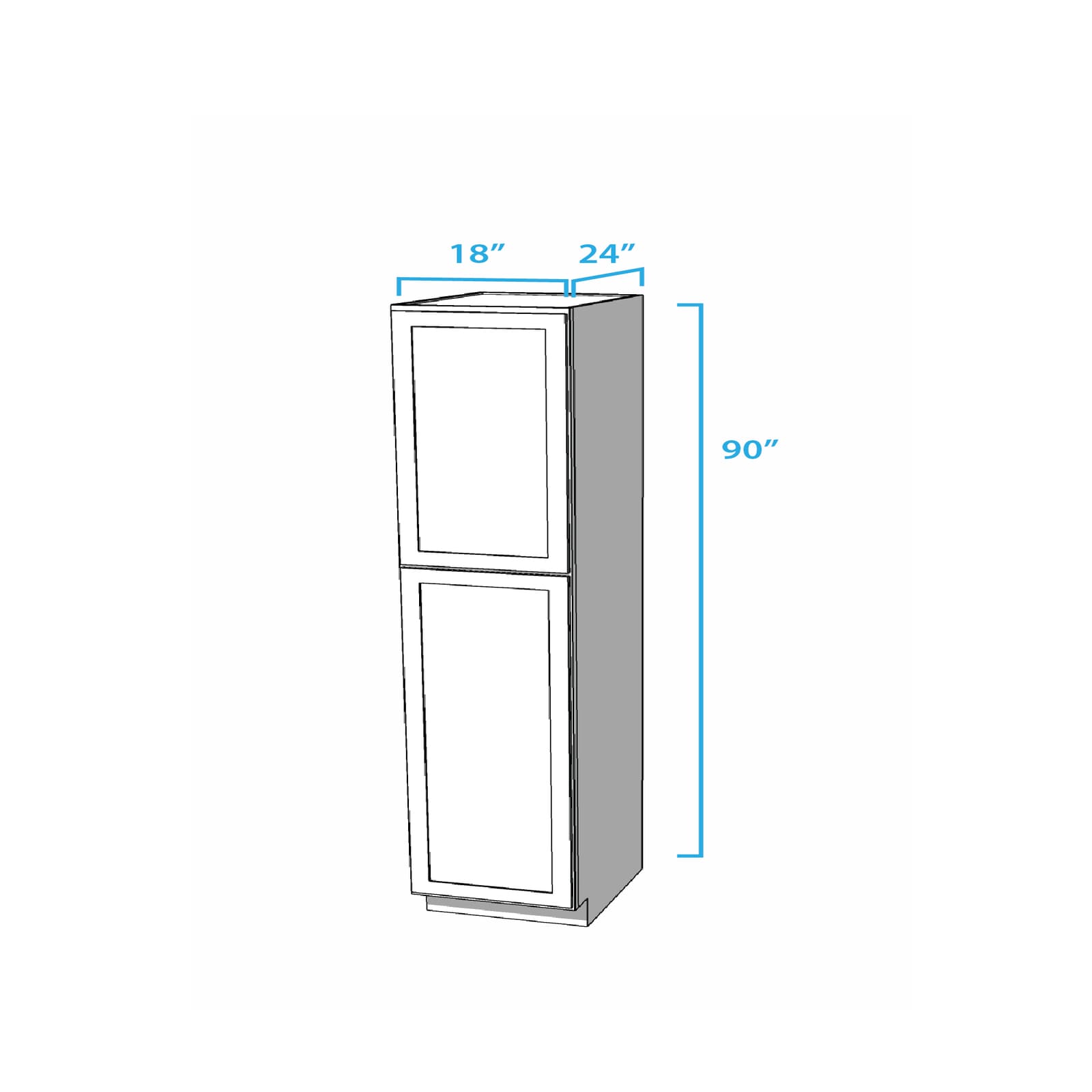Craftline RTA White Shaker Tall Utility Cabinet Utility Cabinet - 18 Inch x 24 Inch x 90 Inch