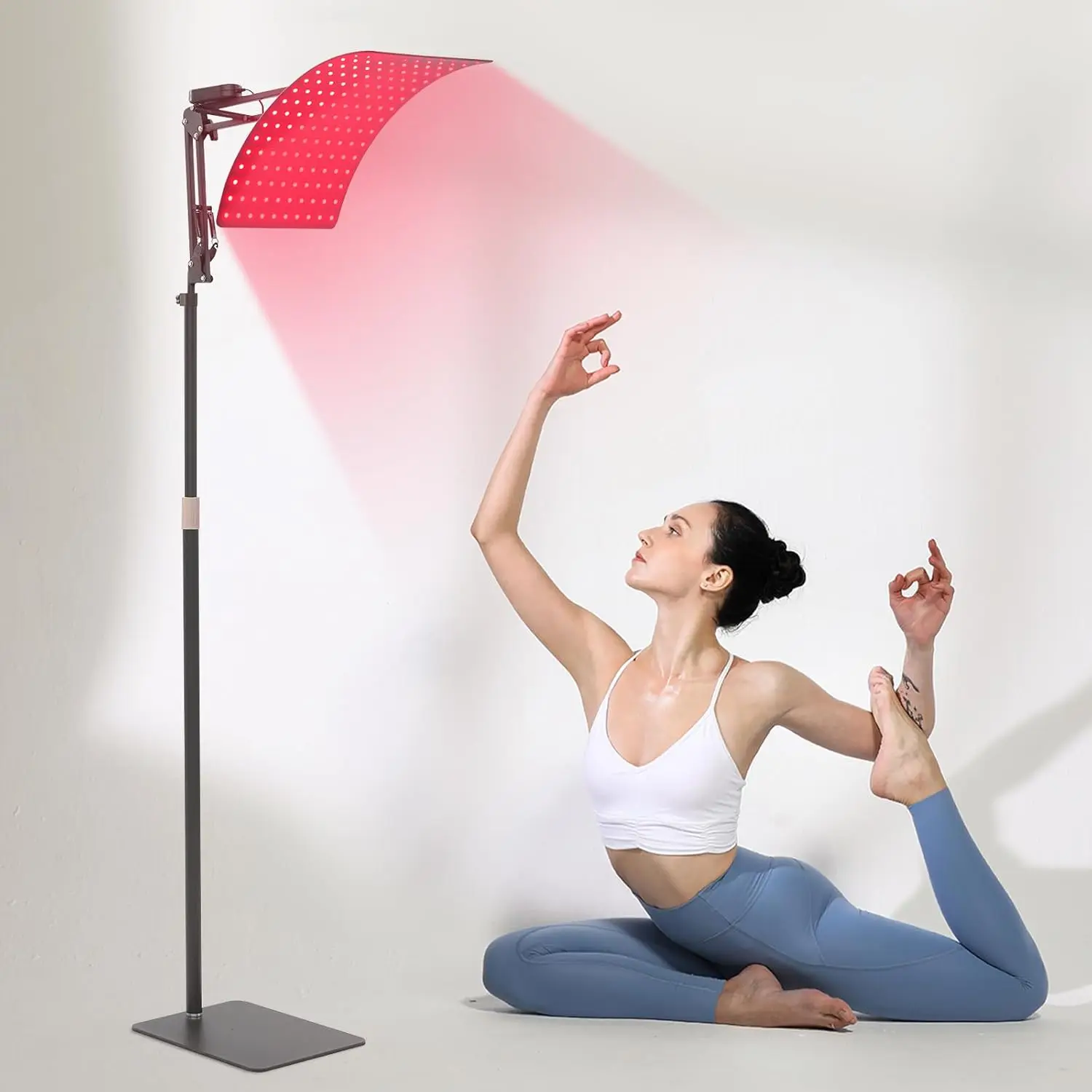 Lampe de luminothérapie LED infrarouge rouge 2-en-1, 160 LED, support réglable, minuterie, intensité réglable, pour soulager la douleur/soins de la peau/soins du corps
