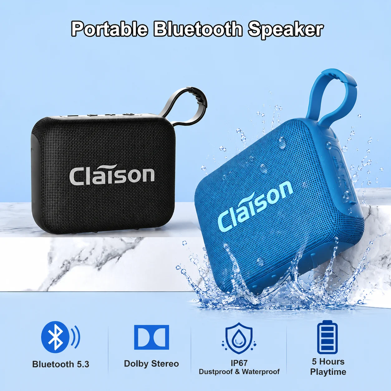 Haut-parleur Bluetooth puissant T56 5W, son stéréo HiFi, enceintes portables avec radio FM, IP67, boîte de son sans fil pour l