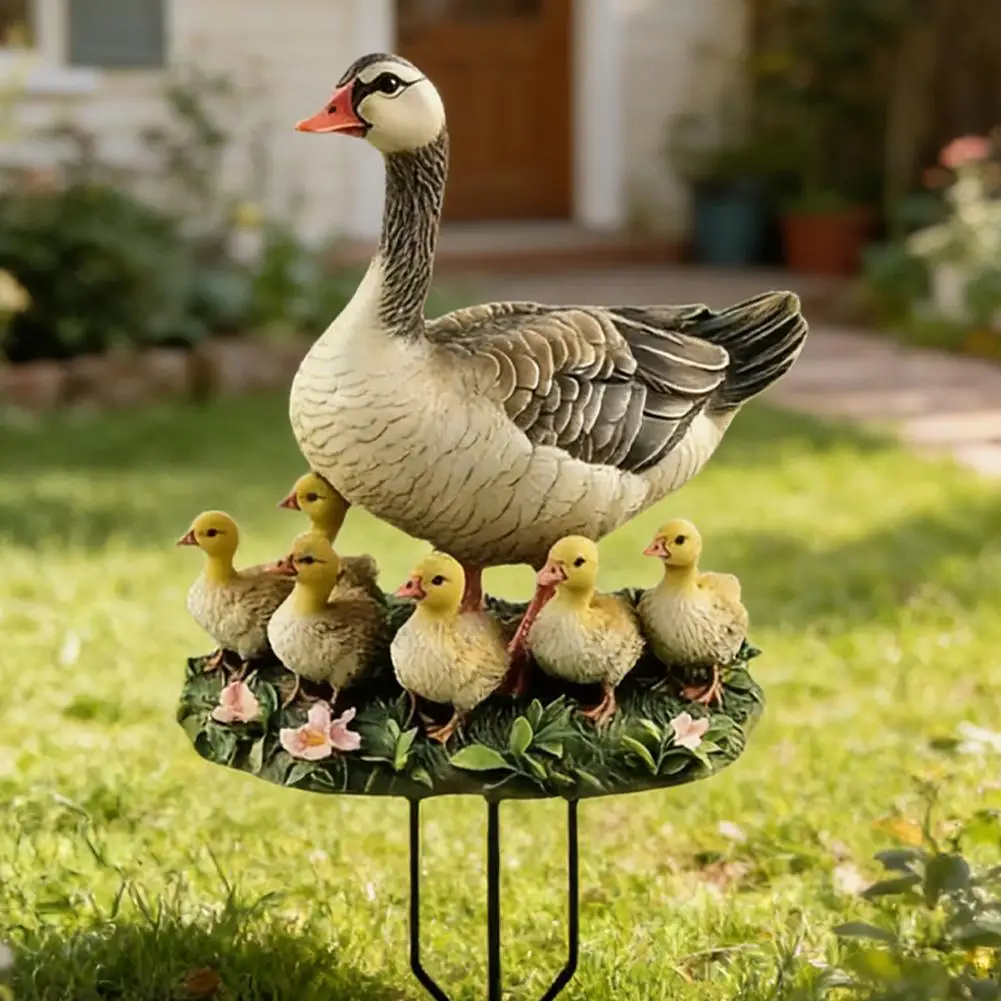 Décoration de jardin 2D en acrylique en forme de canard, piquet de jardin en acrylique, ornement d'oiseau en métal, décoration de jardin imperméable en acrylique
