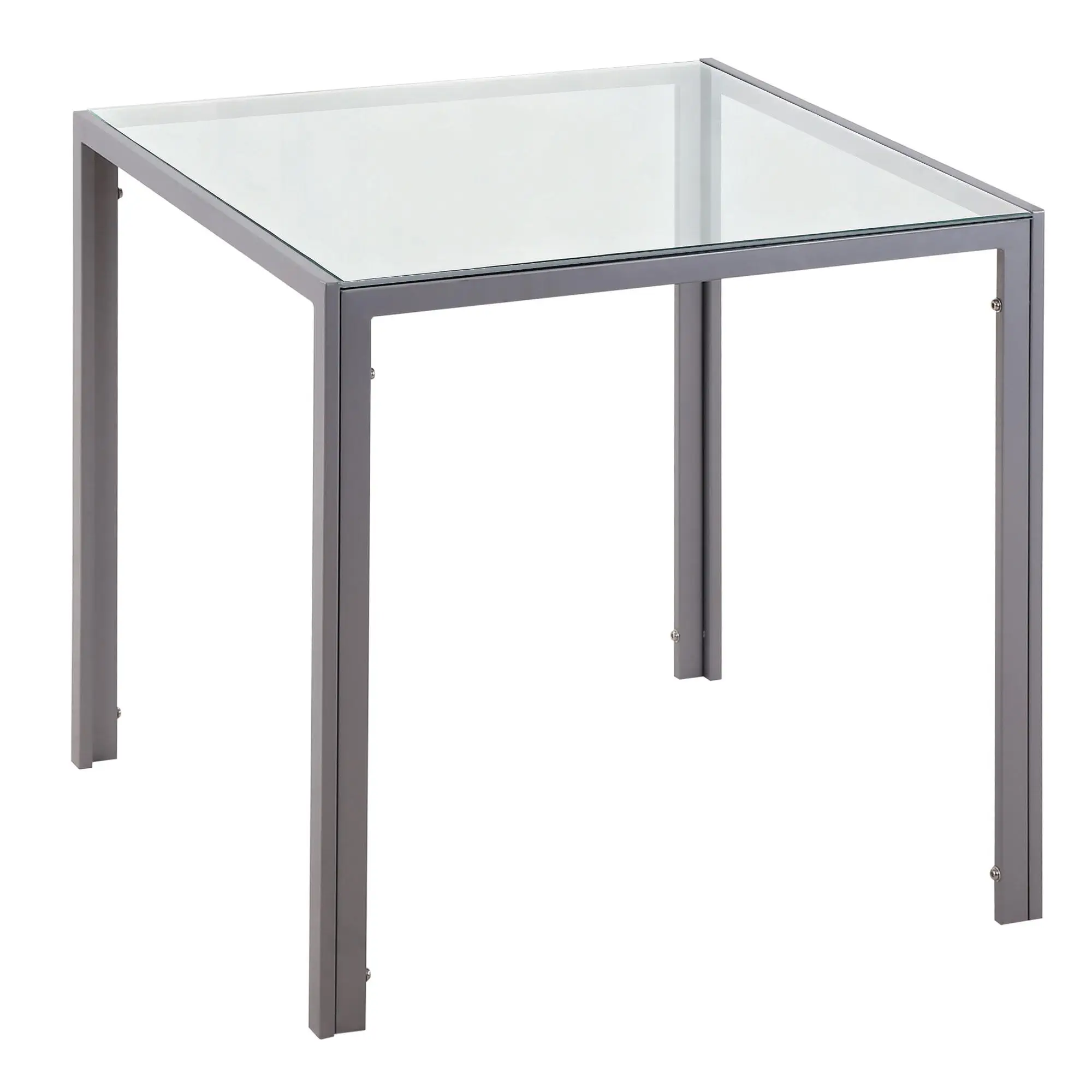 HOMCOM Esstisch für 4 Personen mit temperiertem Glas 6mm und Metallbeinen, 75x75x75 cm Grau