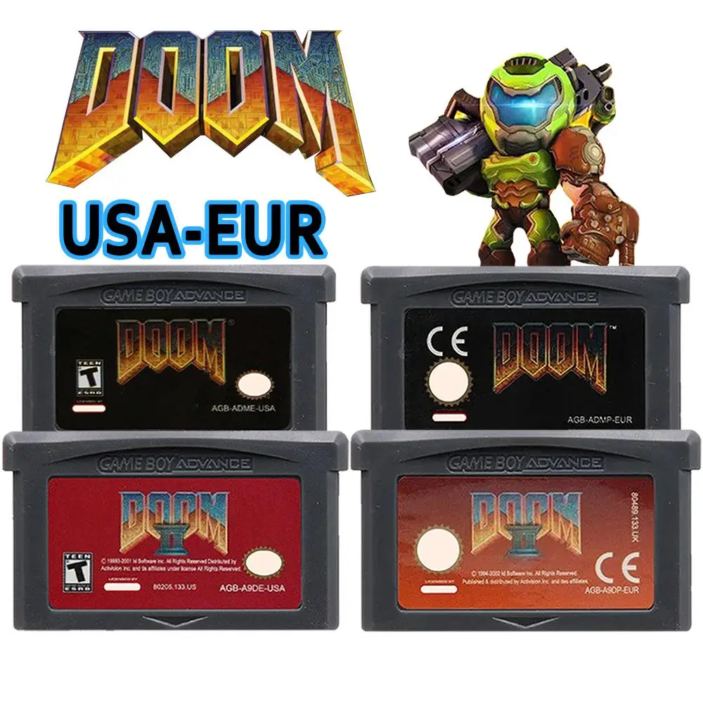 GBA Game Cartridge Doom Series Game DOOM Series Cartridge 32-Bit Video Game Console Card DOOM 1 DOOM 2