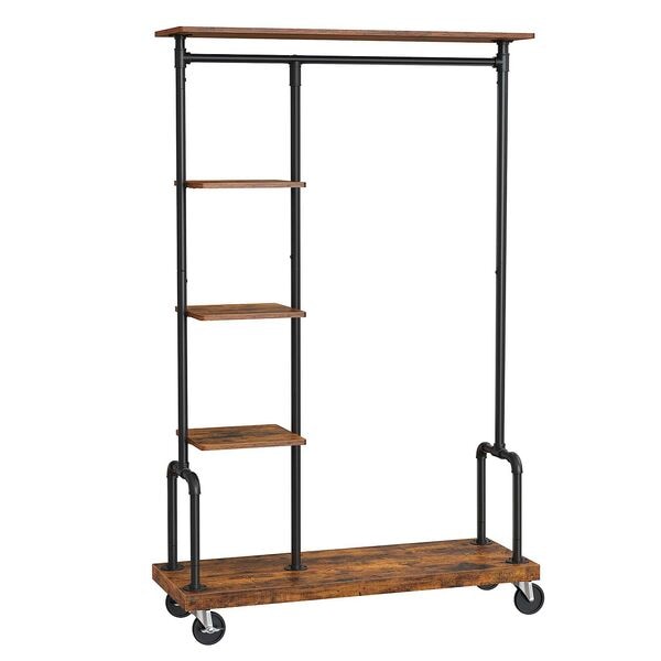 VASAGLE Rollgarderobe braun / schwarz 103,5/40/174,5 cm, 103.5x174.5x40 cm