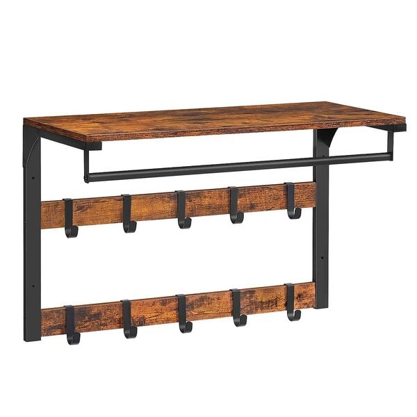 VASAGLE Wandgarderobe braun / schwarz 65/30/42 cm, 65x42x30 cm