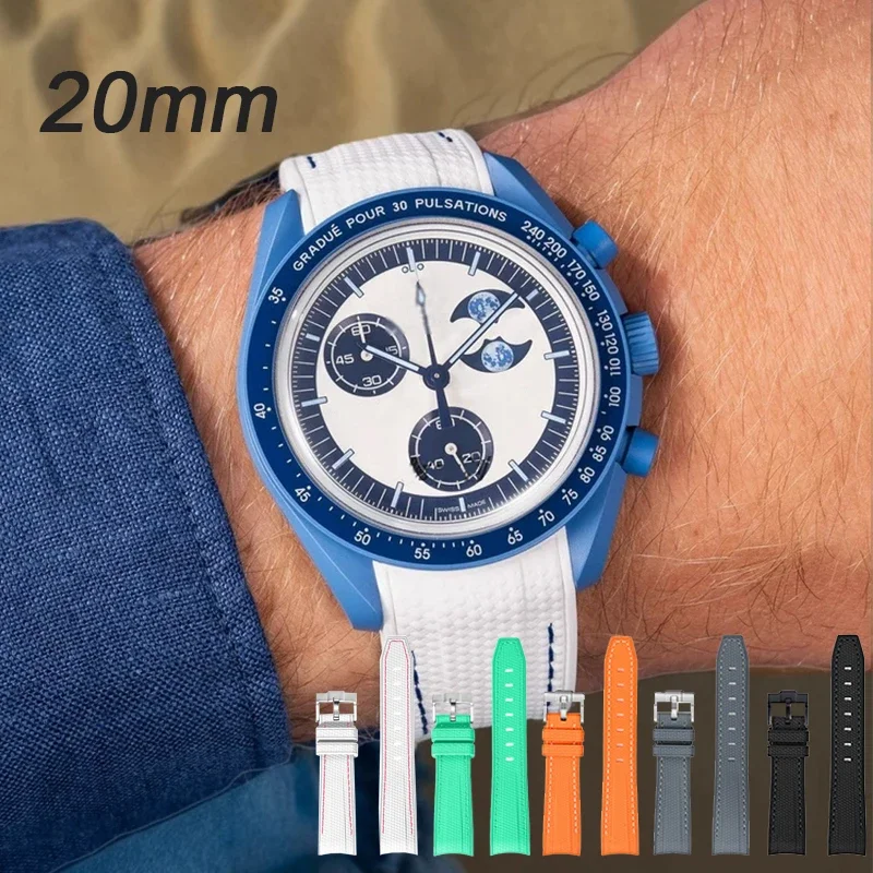 Joint MoonSwatch 20mm Taucherarmband für Omega X Swatch Herren Damen Gebogenes TPU-Gummi-Armband für Rolex Uhrenarmband Werkzeuge