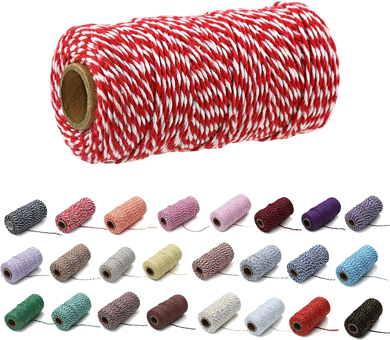 100 m/Rolle Baumwolle Bäckerschnur Schnur Seil zweifarbige Baumwolle Handwerk Schnur Heimtextilien Geschenkverpackung Weihnachten Hochzeit Dekor