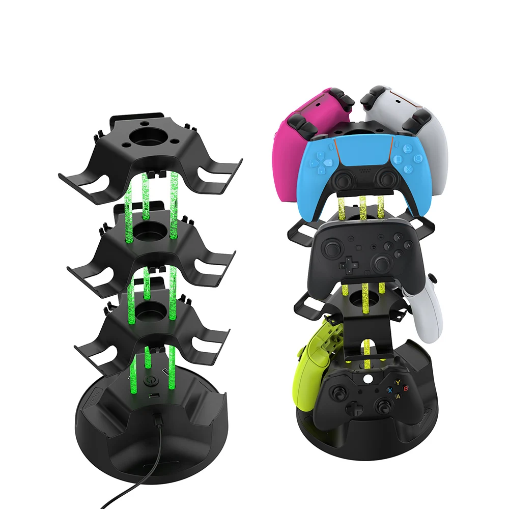 Universal Controller Organizer Rack TY-6801 for PS5/PS4/Xbox Series X/S/Xbox One/Switch Pro Controllers with RGB Ambient Light