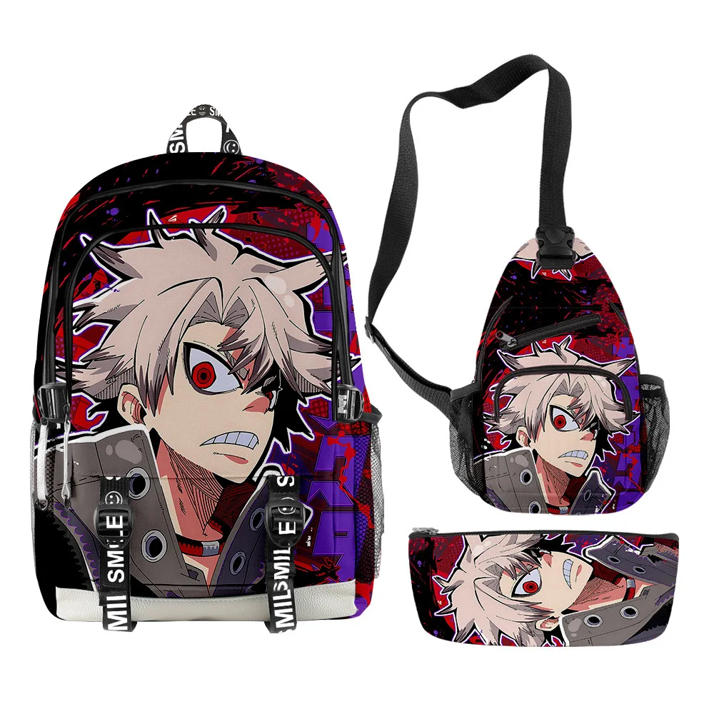 Sacs d'école classiques Harajuku Gachiakuta imprimés en 3D, 3 pièces/ensemble, sacs d'école multifonctions pour étudiants, sac à dos de voyage, sac de poitrine, trousse à crayons
