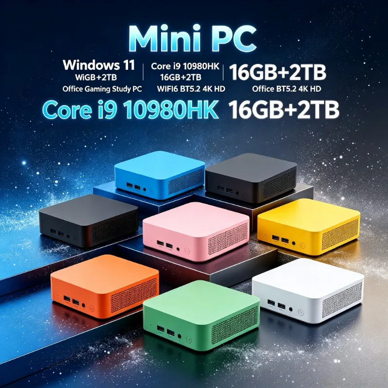 Intel Core I9 10980HK Mini PC WIFI6 BT5.2 16GB RAM Windows 11 Small Pocket Computer 1/2TB SSD Gaming Computer 4K Desktop PC