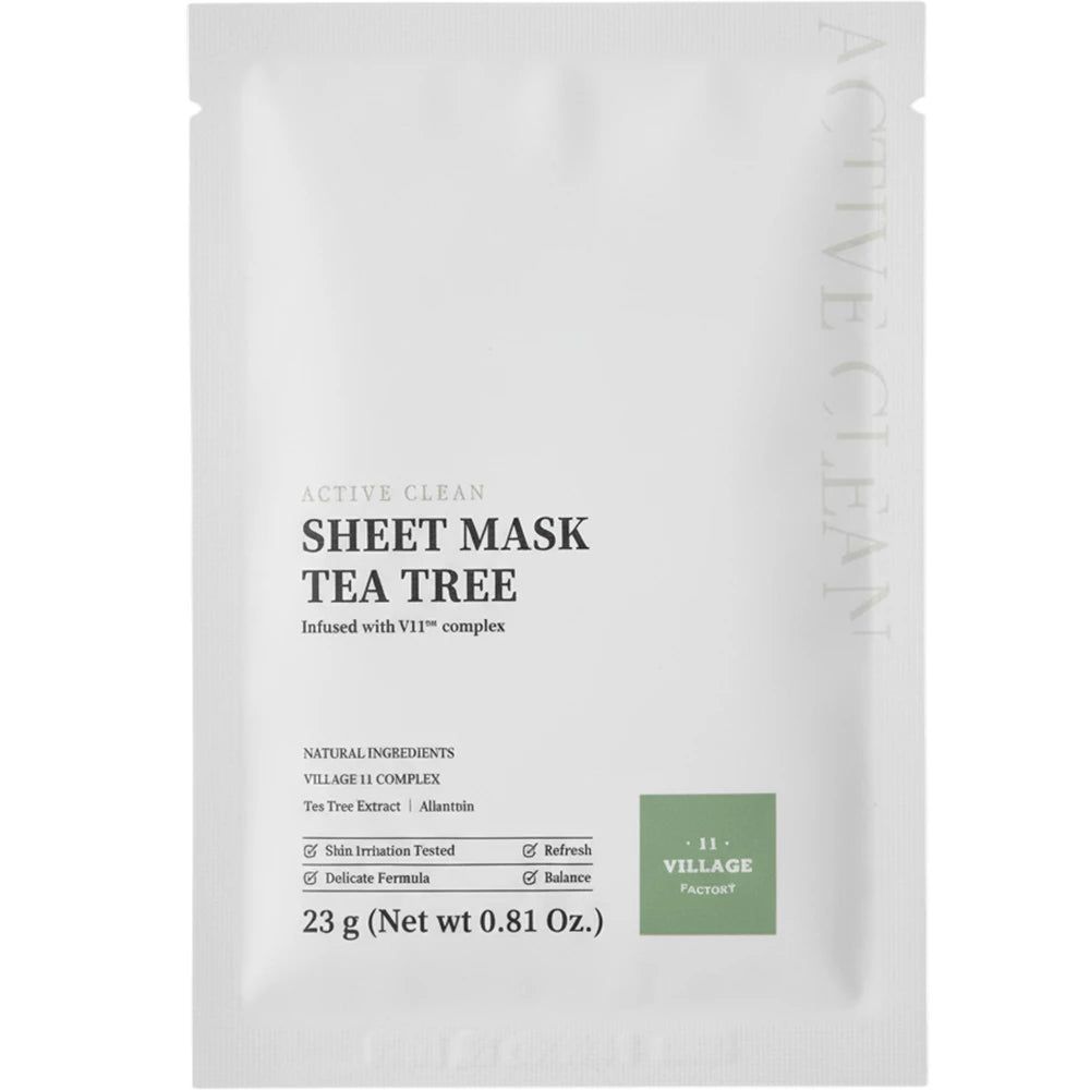 VILLAGE 11 FACTORY Active Clean Sheet Mask Tea Tree 1 pz Maschera viso