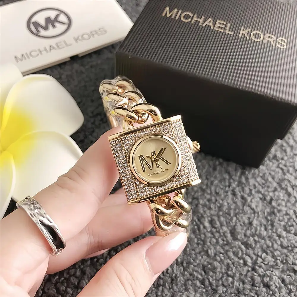 Michael Kors Damen-Quarzuhr im quadratischen Design, lässiger Business-Stil, Armbanduhr, modisch, luxuriös, minimalistisch, Timer, elegantes Geschenk für Frauen
