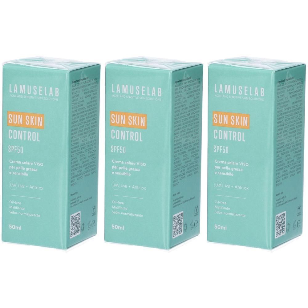 Lamuselab Sun Skin Control Crema Solare Viso SPF50 3x50 ml solare