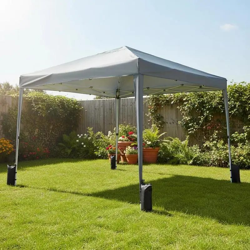 Gazebo de jardin extérieur 3 x 3 m, tente de fête pliable imperméable avec sac de transport et piquets, pergola de jardin, gris, pour fête en plein air, mariage, événement, patio, jardin