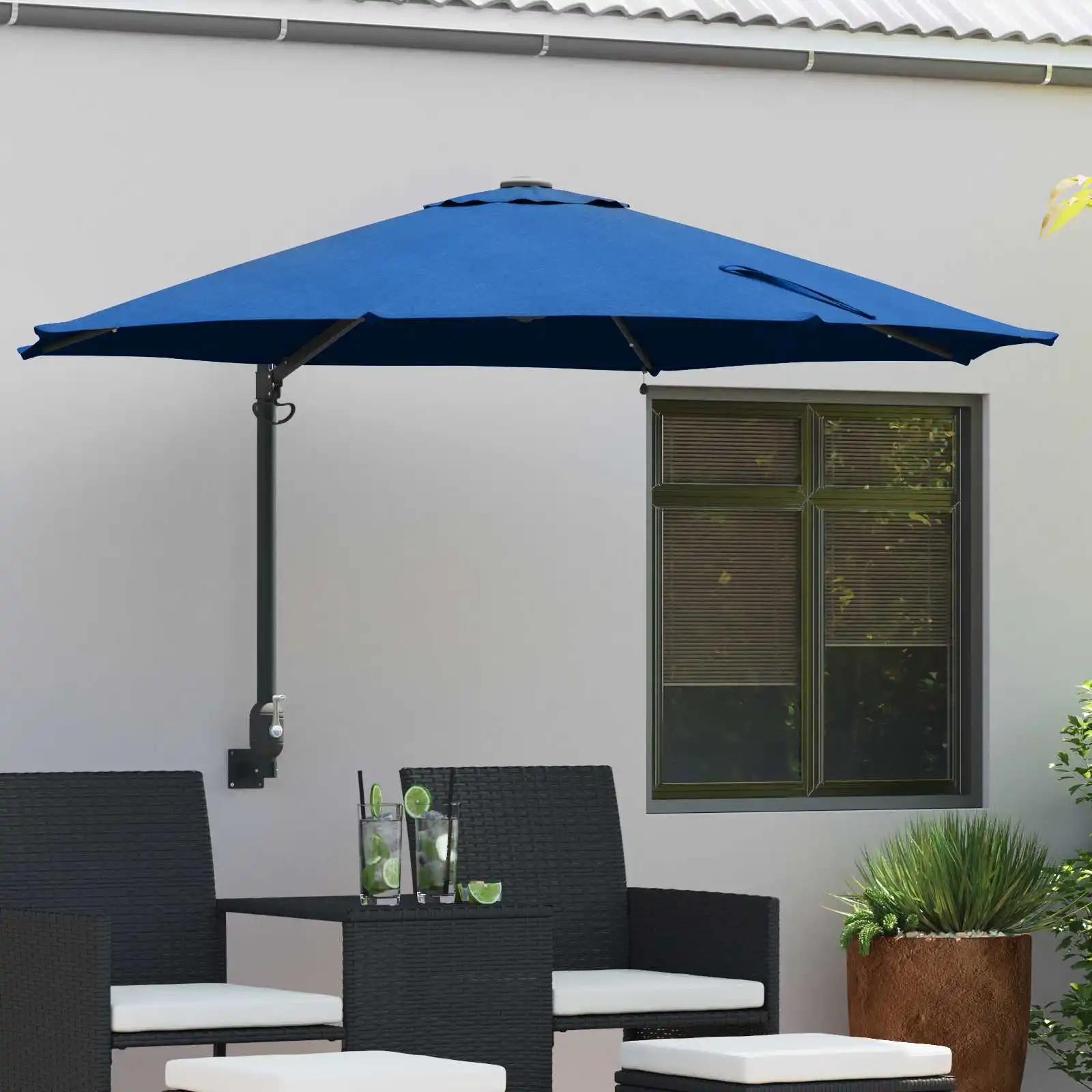 Parasol de jardin Azur 248 x 248 x 148 cm en polyester et acier, parasol cantilever, parasol de jardin extérieur, protection UV, imperméable, parasol suspendu pour terrasse, jardin, bord de piscine