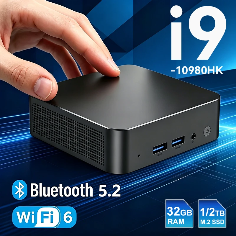 NEW Mini PC Windows 11 Pro Intel Core I9 10980HK N150 16GB 32GB RAM 1TB 2TB SSD WiFi6 Portable Gaming Computer Office PC Desktop