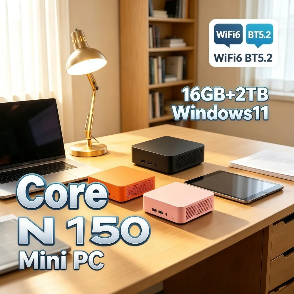 Mini PC Intel Core N150 16GB RAM 1/2TB SSD Small Pocket Cmputer WIFI6 BT5.2 4K Desktop PC Gaming Computer Windows 11