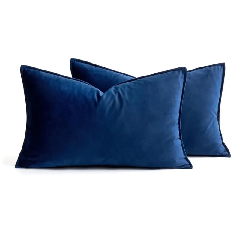 2 Stück weiche, marineblaue Samtkissenbezüge, dekorative quadratische Kissenbezüge in verschiedenen Größen: 30 x 50 cm, 45 x 45 cm, 50 x 50 cm, 60 x 60 cm
