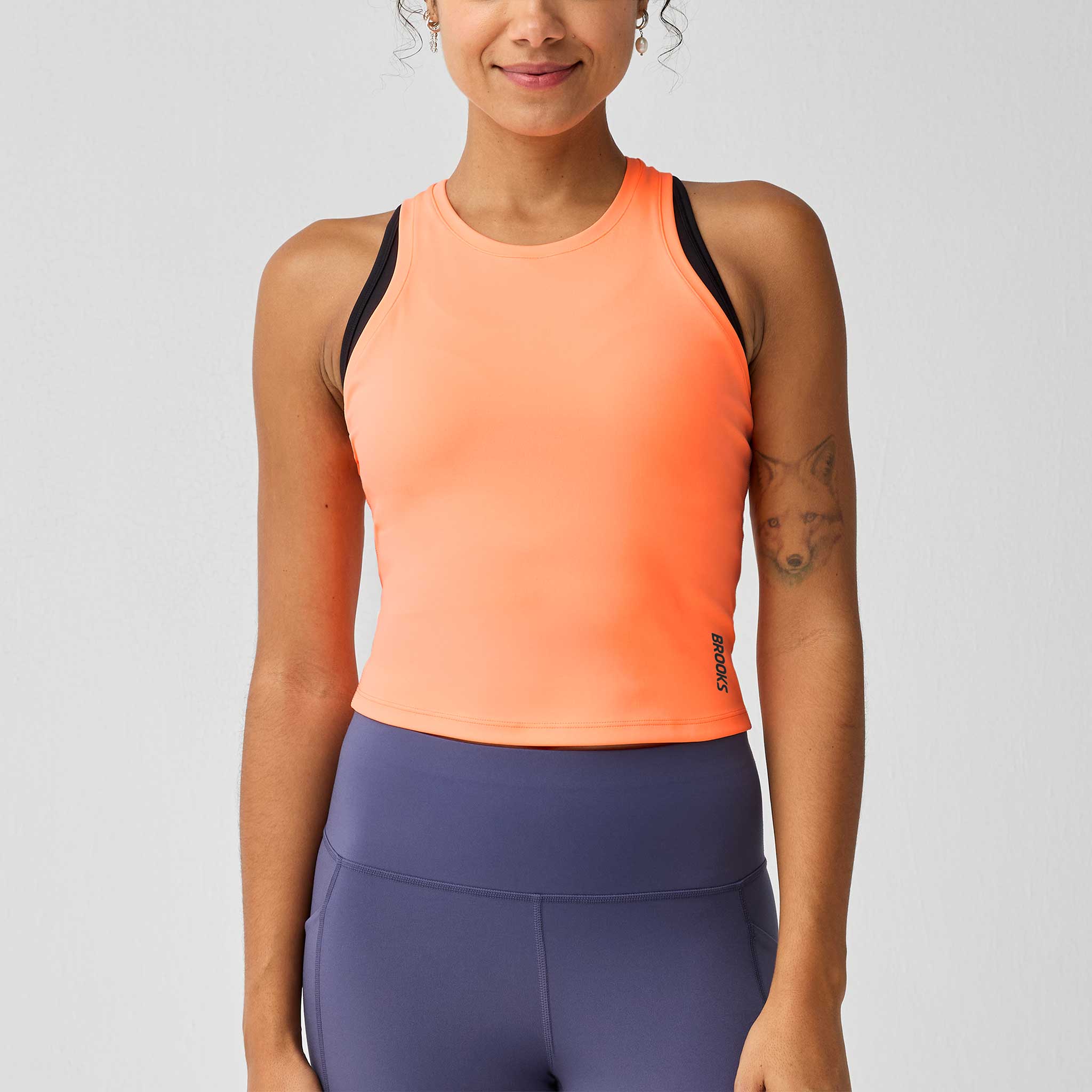 Brooks Dash Crop Tank Women's Running Apparel Cyber Peach